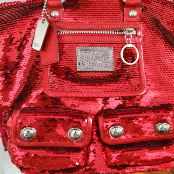 LIMITED EDITION Coach Red Sequin Poppy purse Spotlight 13821 - Picture 2 of 7